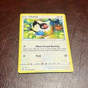 Chatot Pokémon Card with Yellow Border